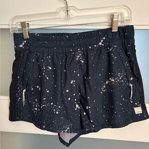 Vuori Navy with Light Pink Splatter Athletic Shorts